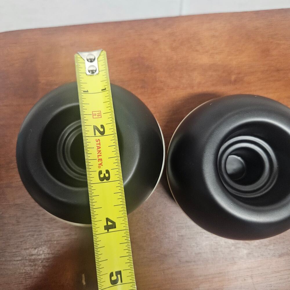 Vintage PartyLite African Inspiration Candle Holder Pair 2 Black Cream - Picture 6 of 8